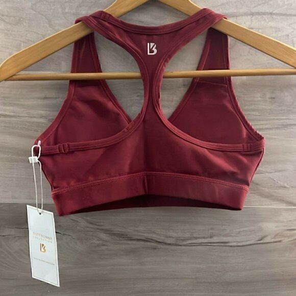 Buffbunny Collection Womens Burgundy Racerback Stretch Sports Bra Size XXS - Picture 4 of 10